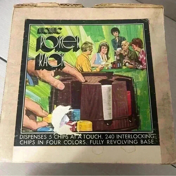 Vintage Pleasantime Pacific Game Revolving Poker Rack Chip in Original Box 2050 - Picture 2 of 5